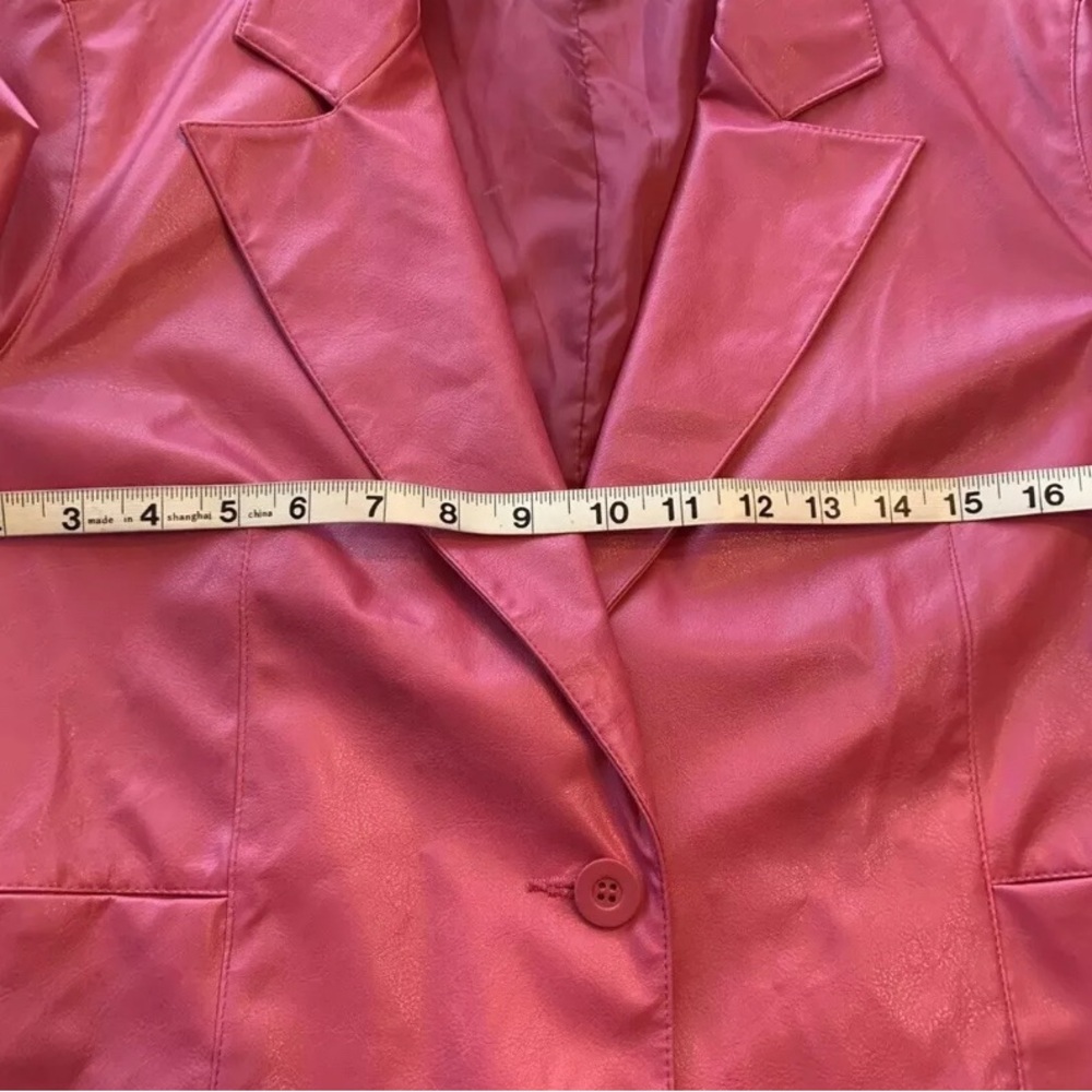 Women’s Blazer jacket Vegan Leather Pink Lined Fits M Barbiecore - Picture 5 of 13